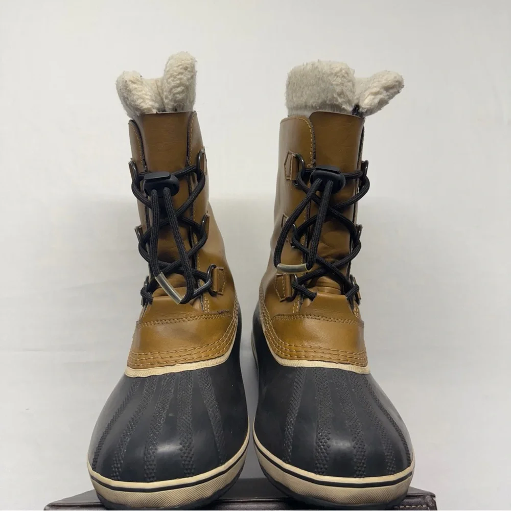 Sorel Caribou Boots Women‎ 7 Tan Black Waterproof Snow Winter NY1963